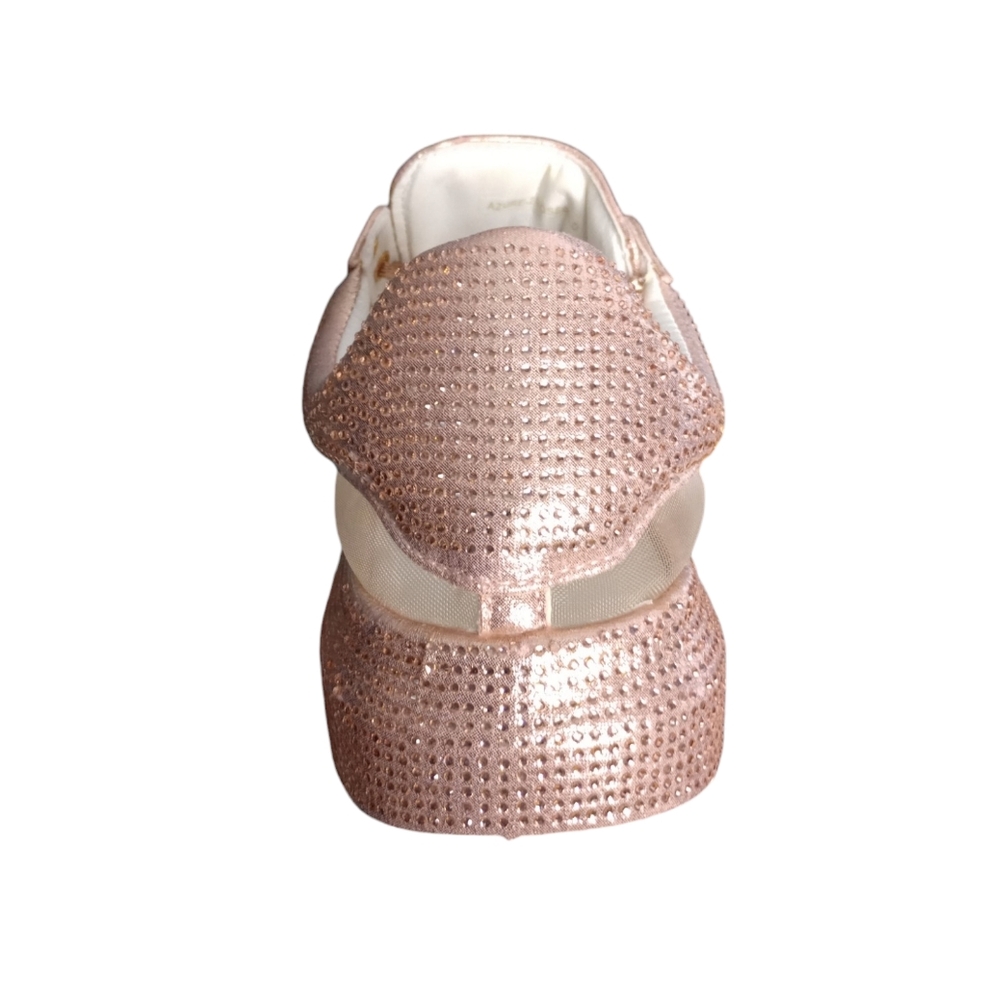 Miz Shimmer and Shine: Rose Gold Mesh Rhinestone Stylish Comfort Sneakers - Picture 4 of 9